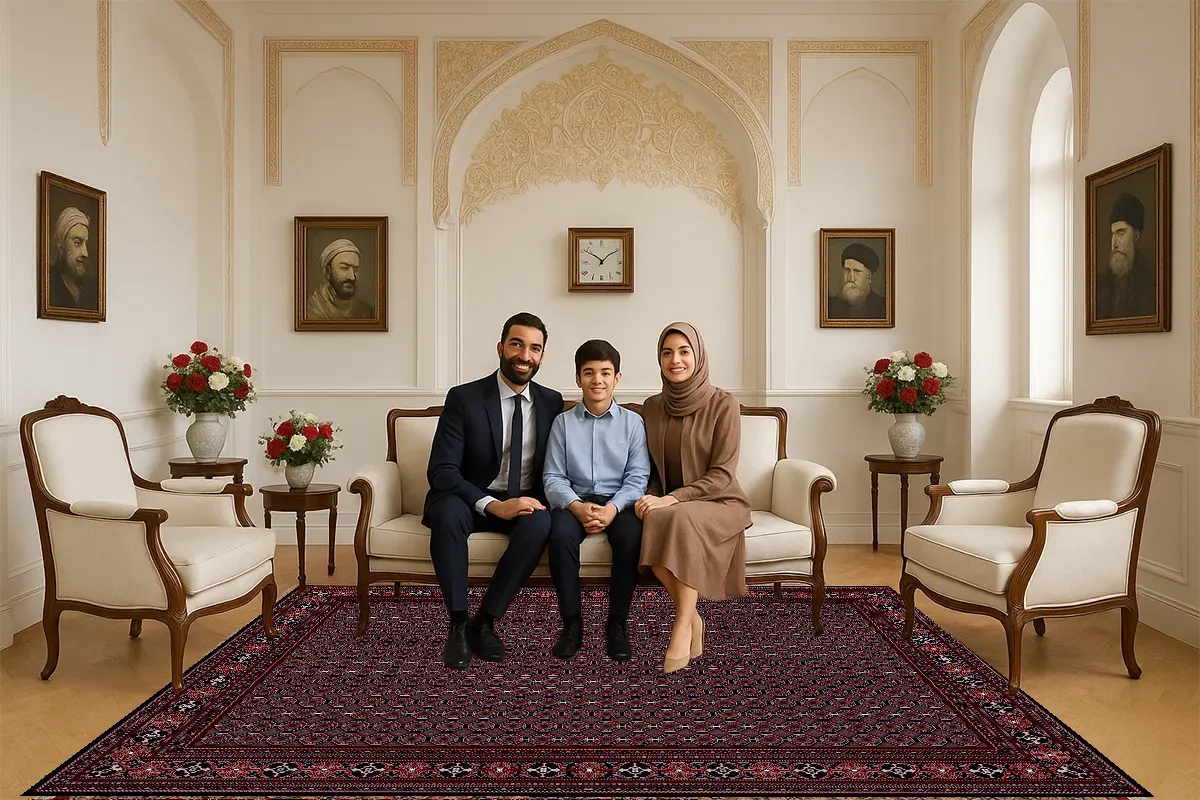 ریشه فرش سنتی با طرح فرح