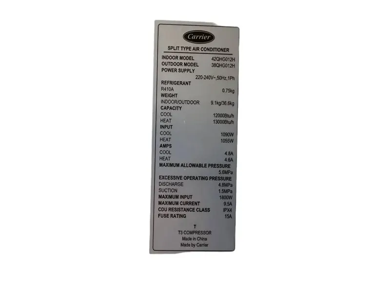 کولر گازی کریر 12000 موتور T3 