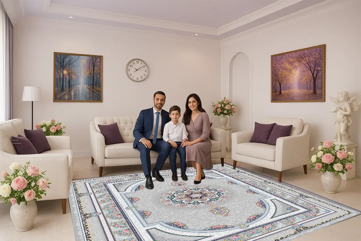 فرش طاقبستان نقره‌ای 